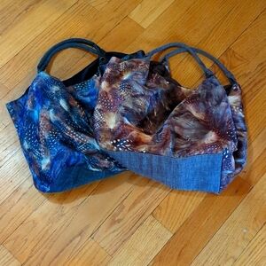 Two boho feather bags